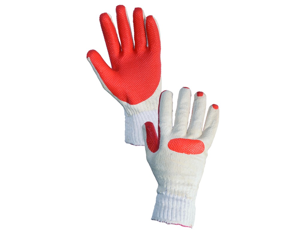 4 Safety Products Geleen Handschoenen BLANCHE, gedoopt in latex, wit-oranje