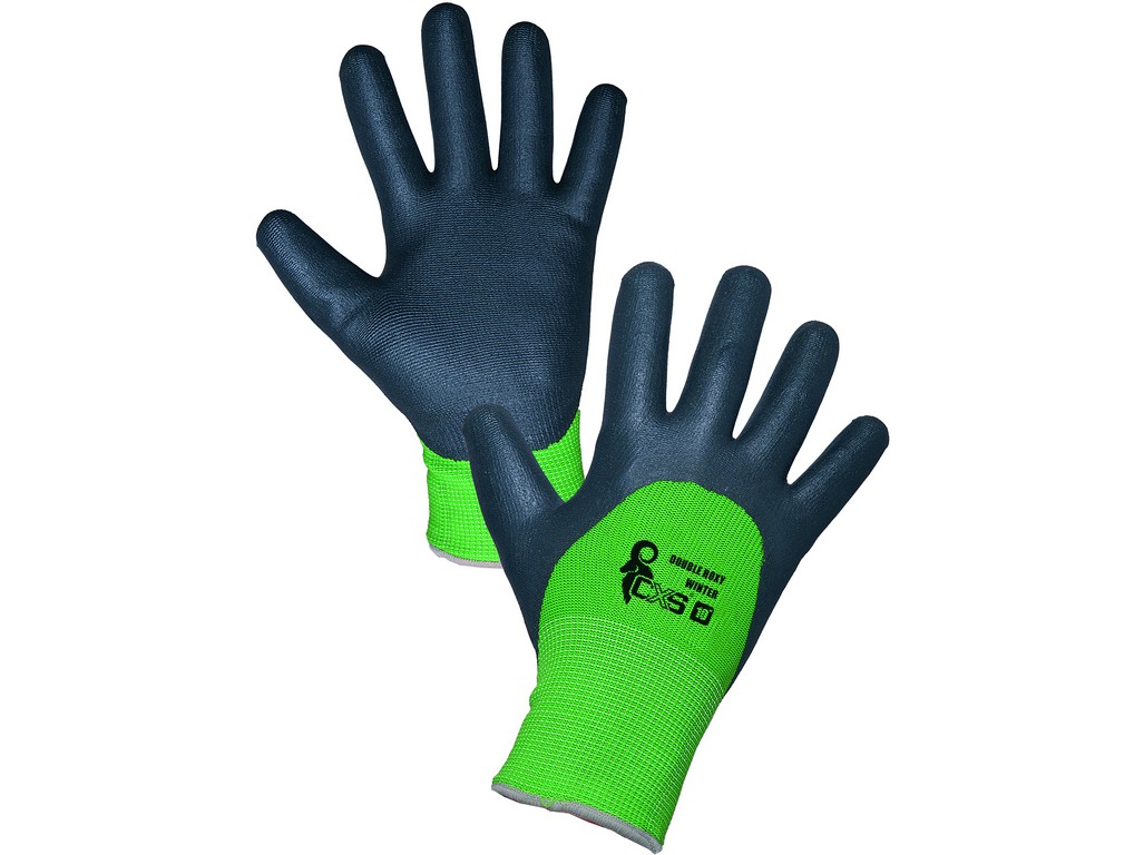 4 Safety Products Geleen Handschoenen DUBBELE ROXY WINTER, winter, gedompeld in nitril, zwart/groen, maat 10